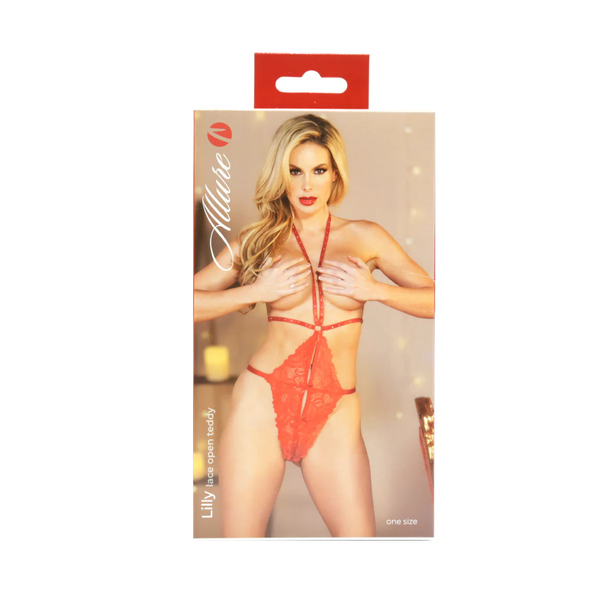 Nounours ouvert en dentelle Allure Lilly – Rouge