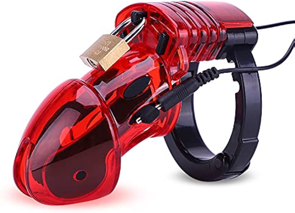 Cage à pénis électrique rouge