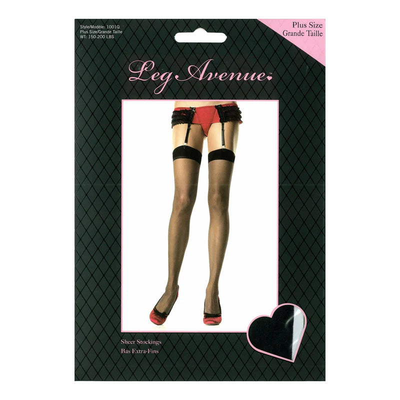 Leg Avenue - Bas transparents - Noirs - Grandes tailles