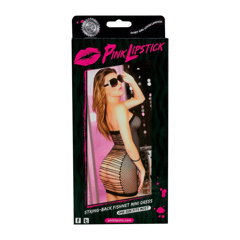 Pink Lipstick - Robe mini résille à dos nu