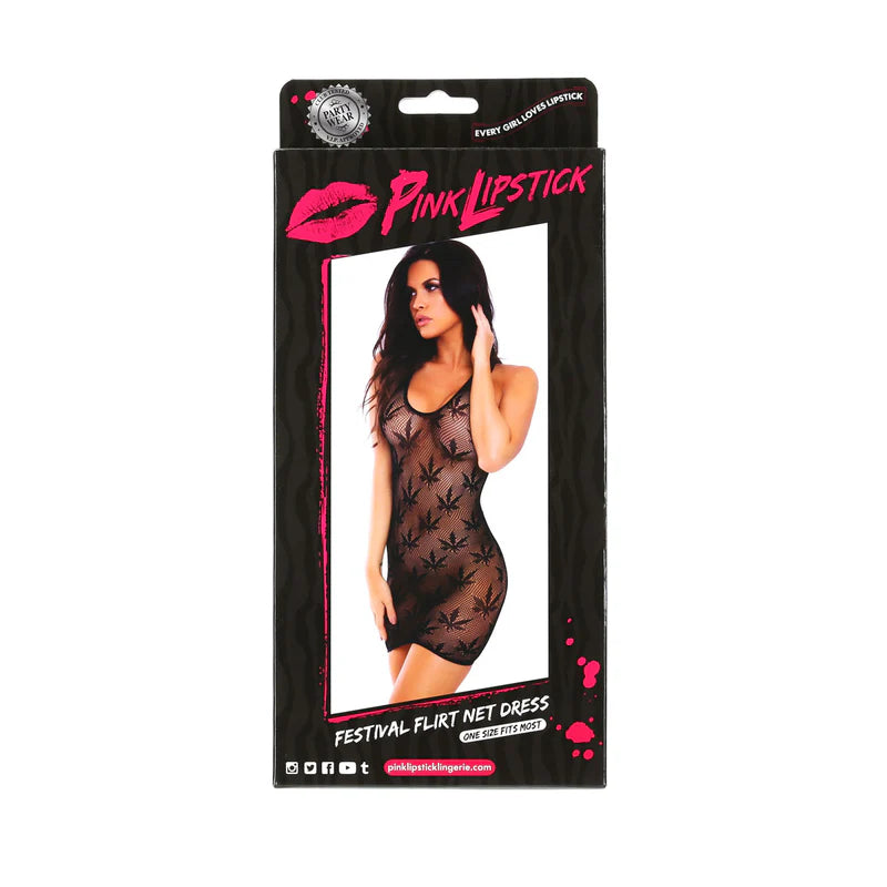 Pink Lipstick - Robe en résille Festival Flirt – Noir