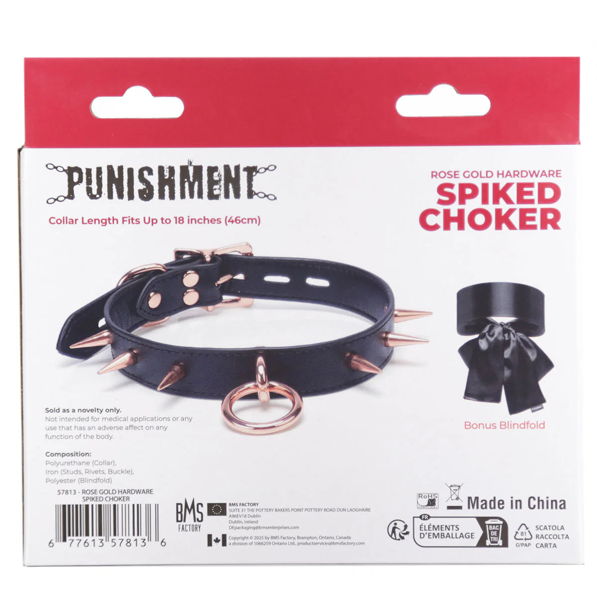 Punishment rose gold hardware spiked choker