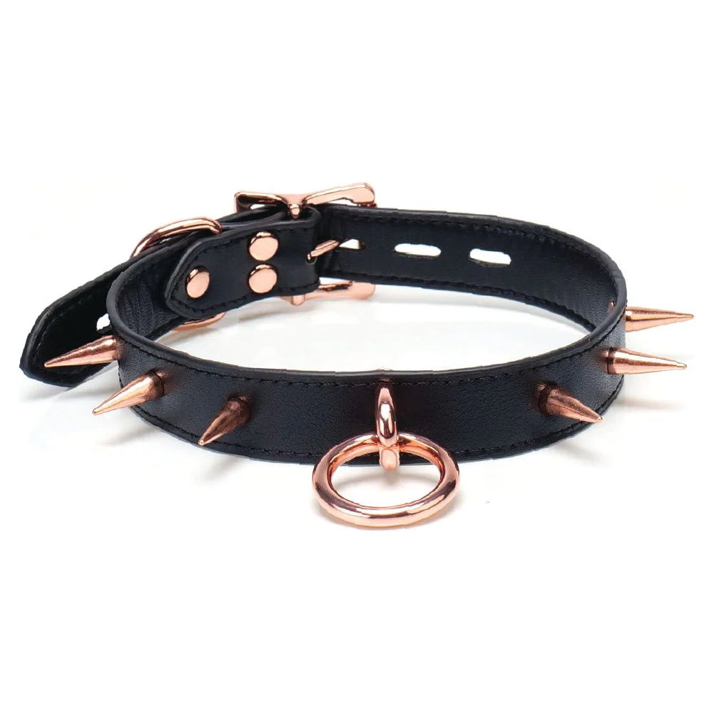 Punishment rose gold hardware spiked choker