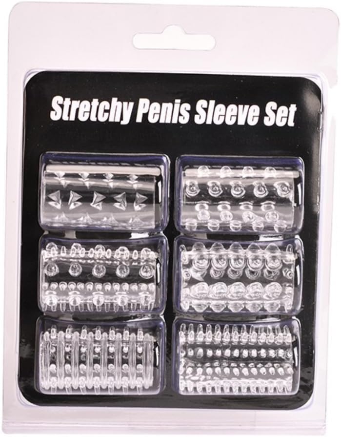 Stretchy Penis Sleeve - Ensemble de 6 anneaux péniens extensibles et texturés