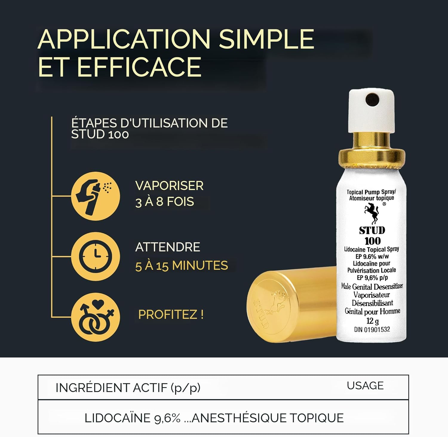 Stud 100 - Spray désensibilisant pour homme
