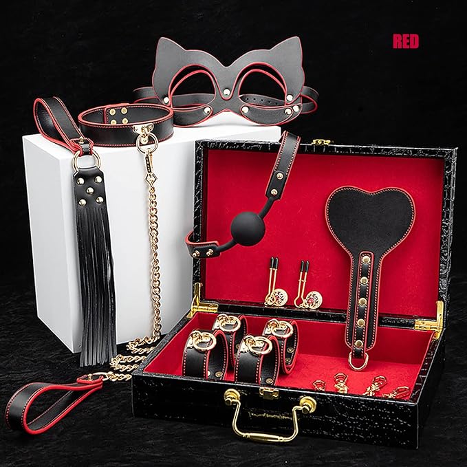 Kit de bondage en cuir véritable - 8 pcs