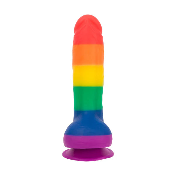 Pure Love - Godemiché en silicone arc-en-ciel avec base à ventouse – 20 cm.