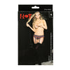 Hot - Lingerie sexy : soutien-gorge et bas en nylon imprimé à carreaux, ouverture sur le devant