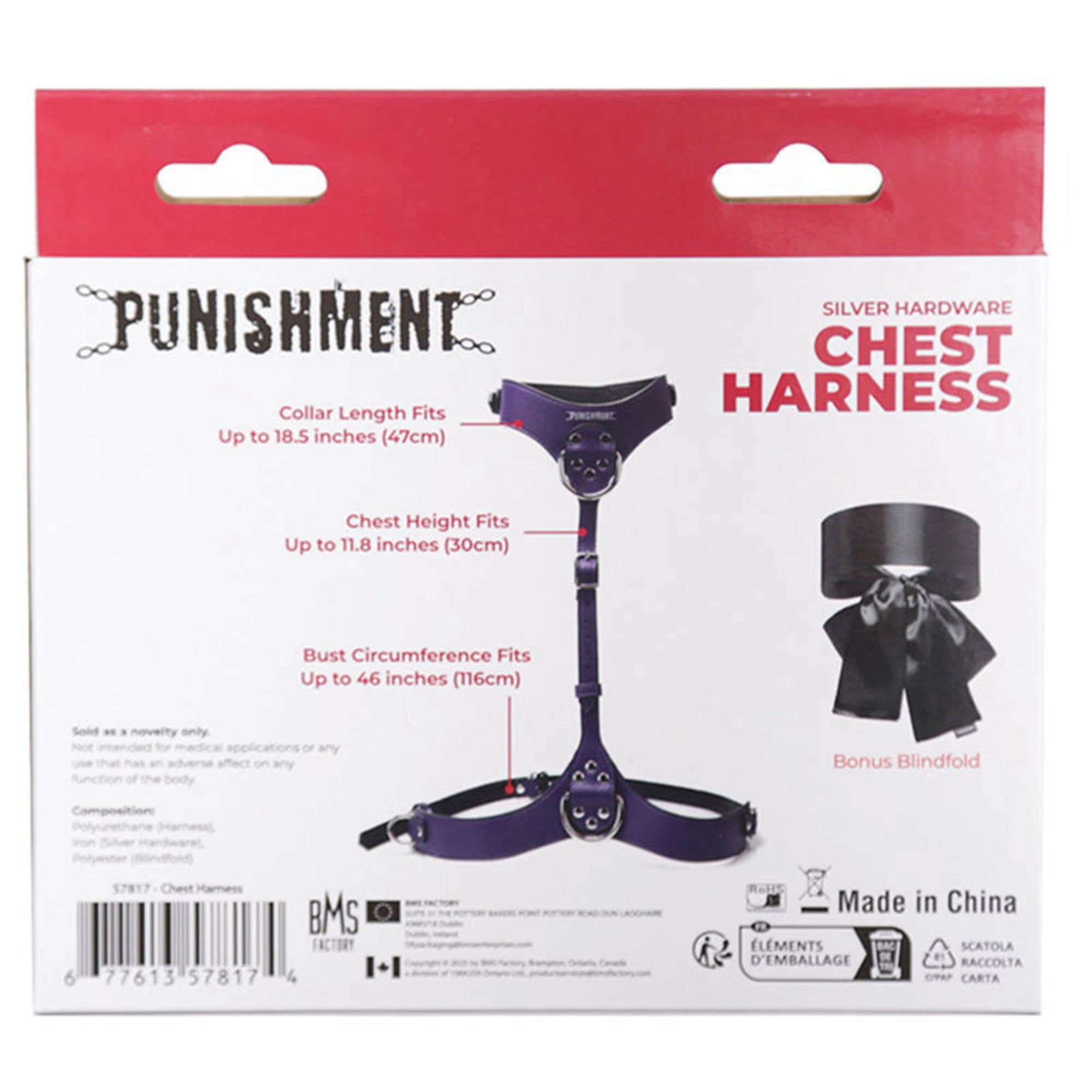 Punishment silver hardware chest harness
