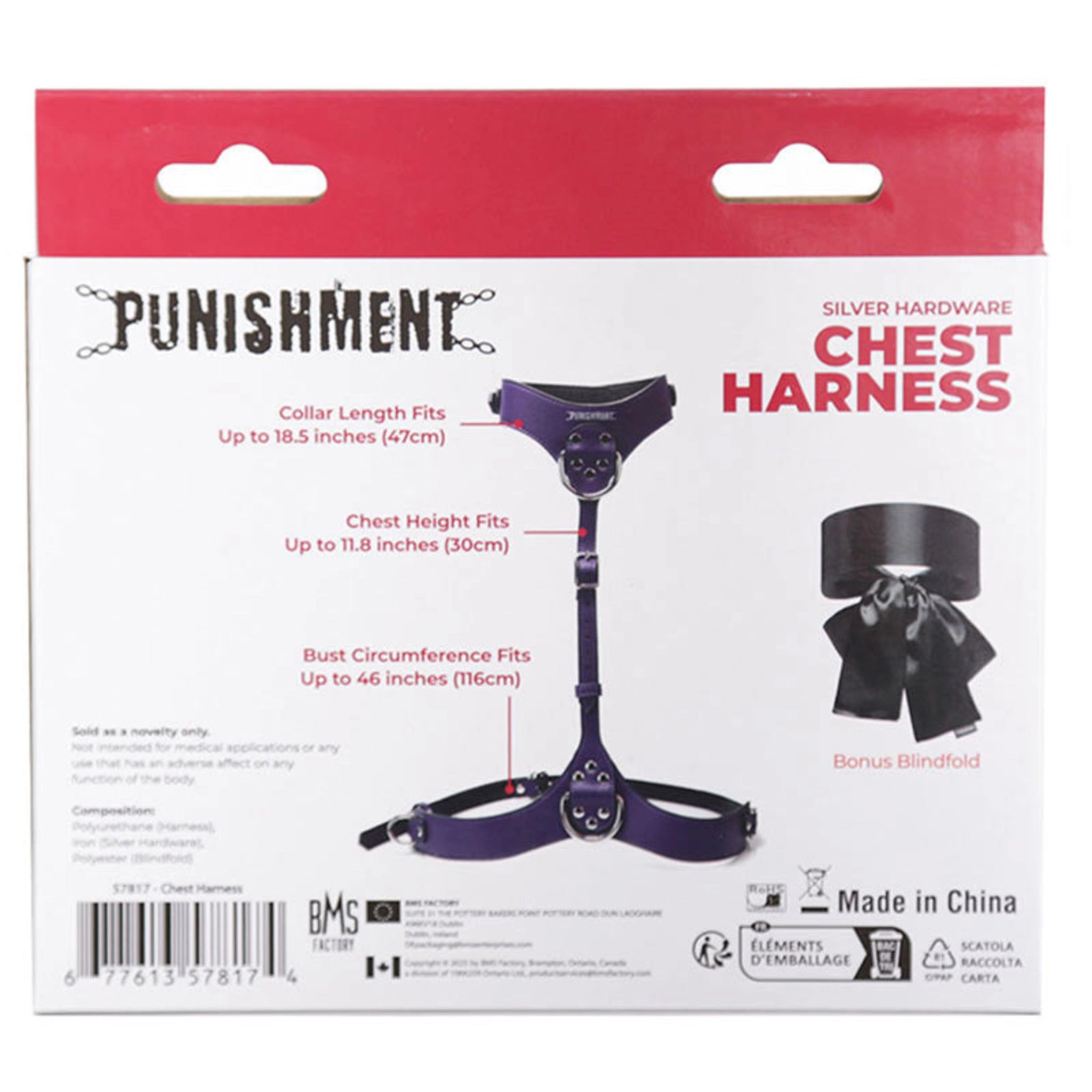 Punishment silver hardware chest harness