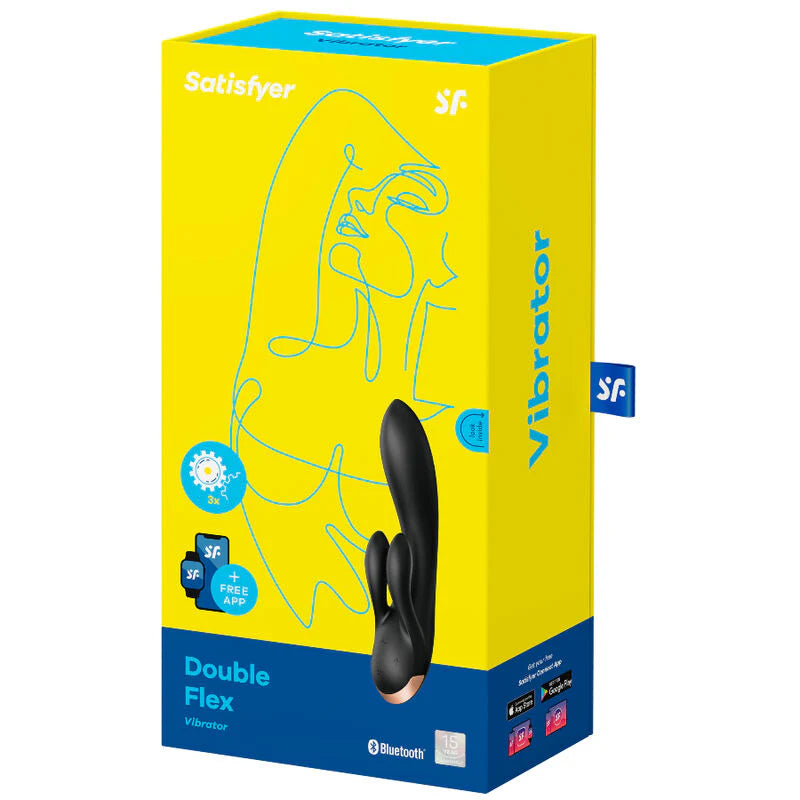 Satisfyer - Double Flex Connect App (vibromasseur rabbit 3 moteurs, clito + point G, étanche & app mobile)