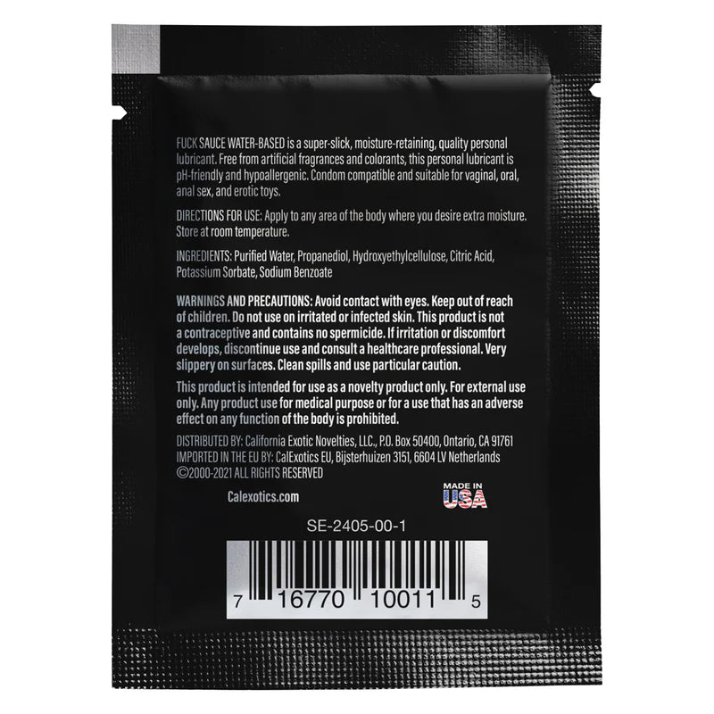 CalExotics® – Fuck Sauce – Lubrifiant personnel à base d'eau – Sachet – 2,37 ml