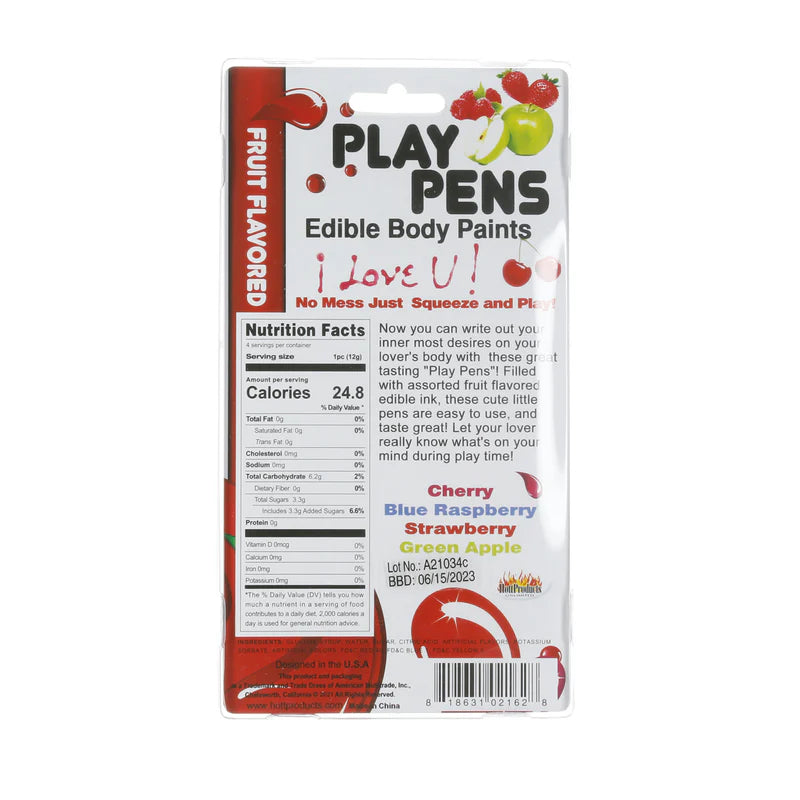Hott Products - Peintures corporelles comestibles aux fruits Play Pens – Lot de 4
