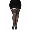 Leg Avenue - Bas cuissardes transparents en spandex avec bordure en dentelle et silicone de 12,5 cm – Noir – Taille Queen