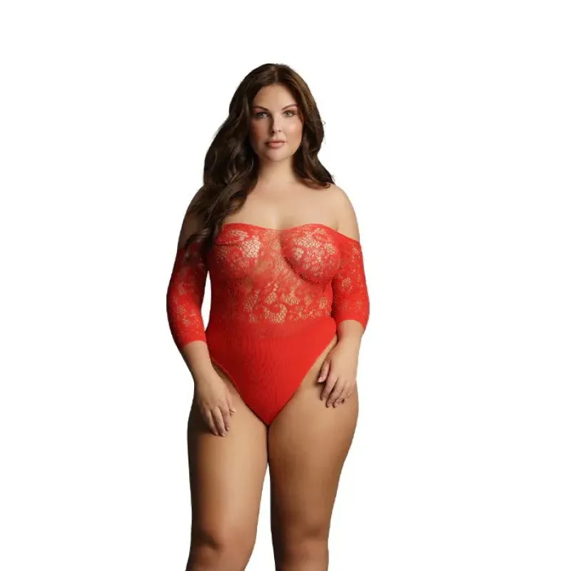 Le Désir - Teddy rouge sans entrejambe orné de strass XL