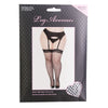 Leg Avenue - Bas résille avec bordure en dentelle - Noir - Grandes tailles