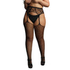 Le Désir - Bas porte-jarretelles en résille et dentelle, taille XL