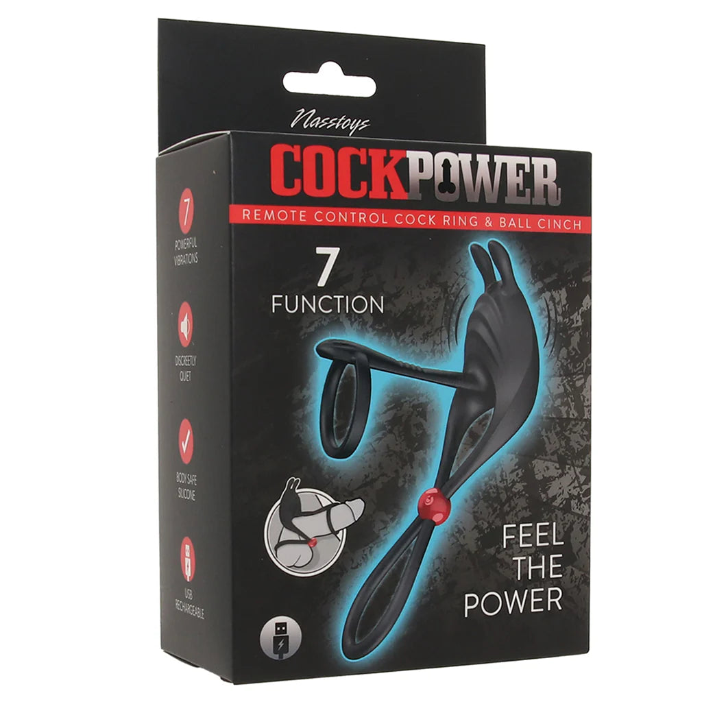 Anneau pénien et anneau de serrage pour testicules avec télécommande Cock Power