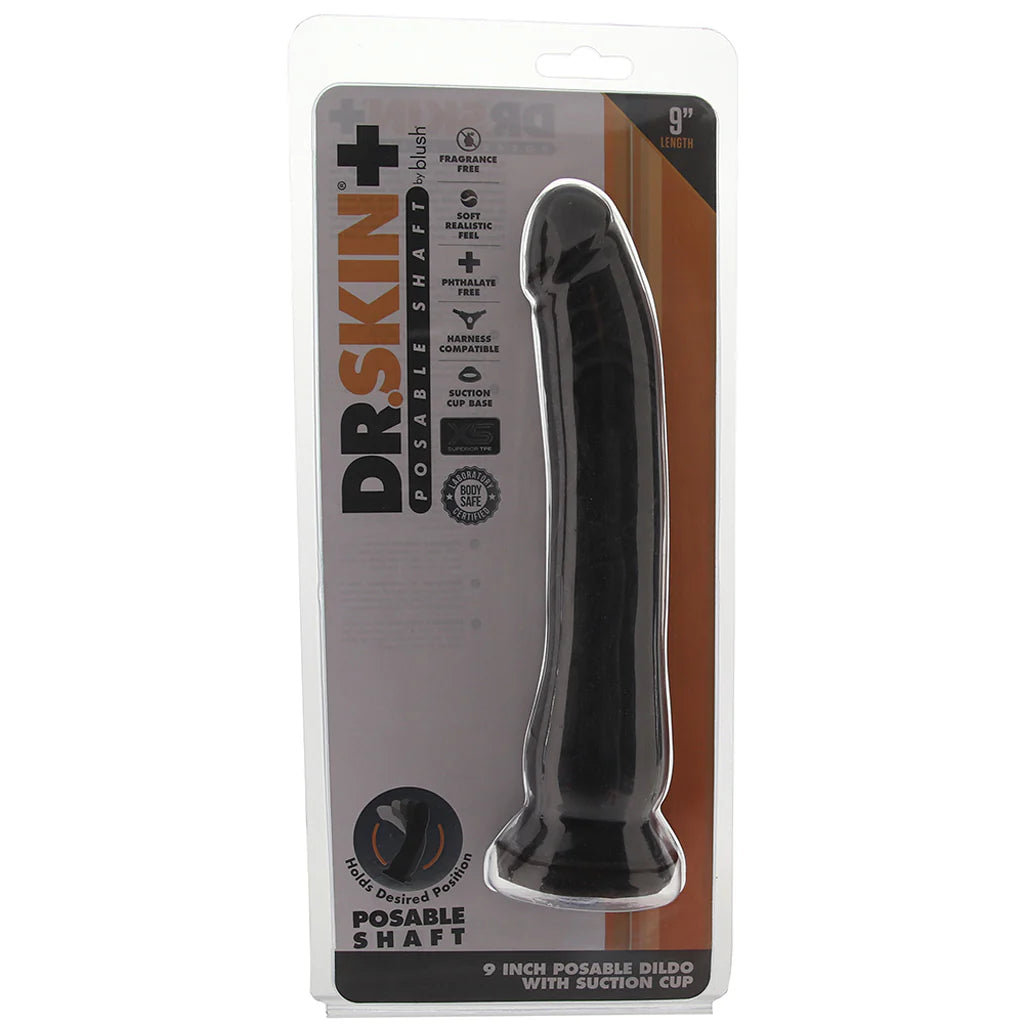 Blush - Dr. Skin+ 9" Posable Dildo in Black